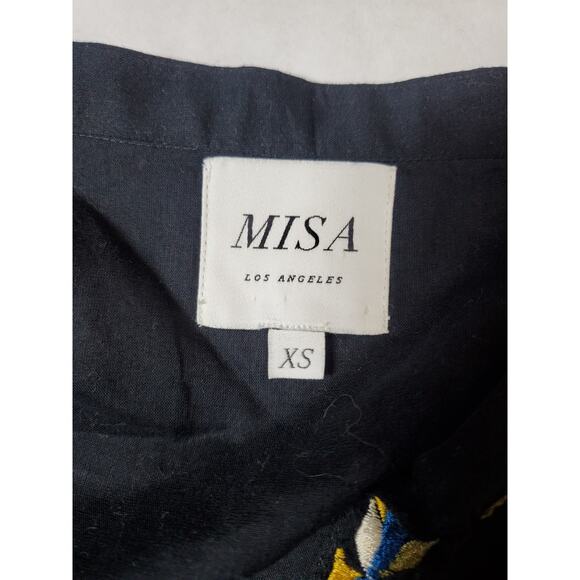 Misa Los Angeles Womens XS Embroidered Boho Peasant‎ Cotton Top Tassels Black - Picture 4 of 8